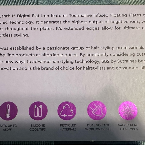 Sutra 1 inch Tourmaline Infused Ceramic Flat Iron - Picture 5 of 7